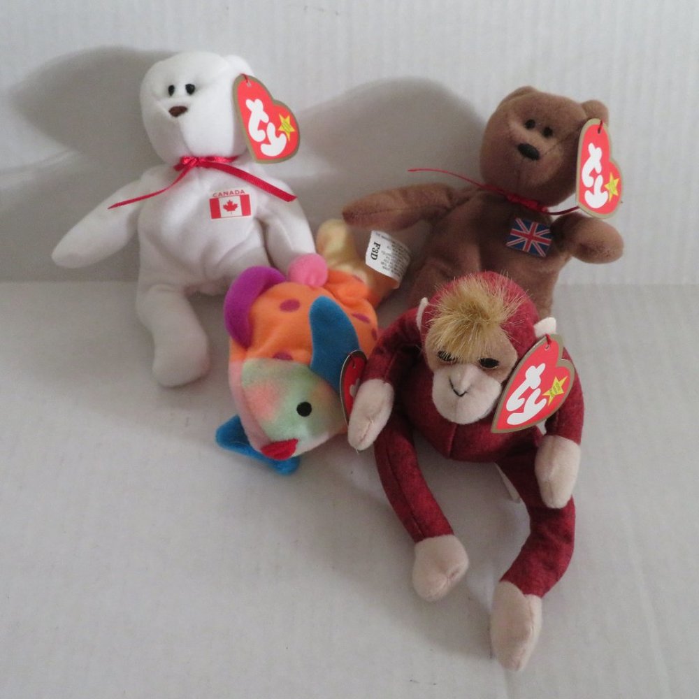 Set of 4 Loose Vintage McDonalds Happy Meal Teenie Beanie Babies